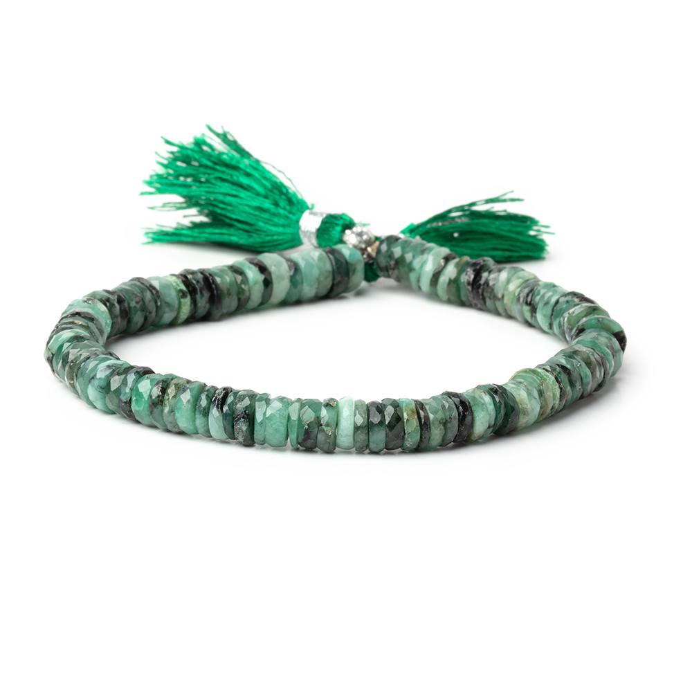 4.5-6.5mm Brazilian Emerald Faceted Heishi Beads 8 inch 100 pieces