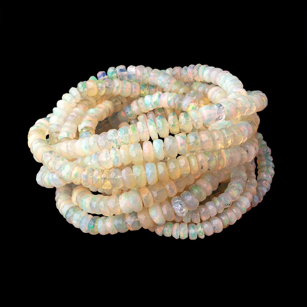 4.5-6.5mm Ethiopian Opal Faceted Rondelles 18 inch 169 Beads AAA