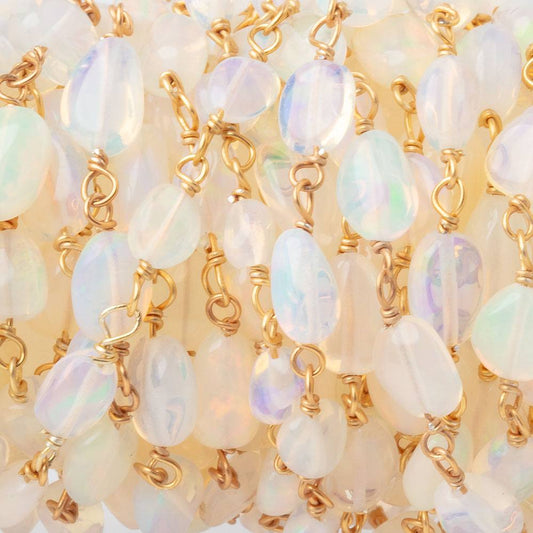 4.5-6.5mm Ethiopian Opal Plain Nuggets on Vermeil Chain