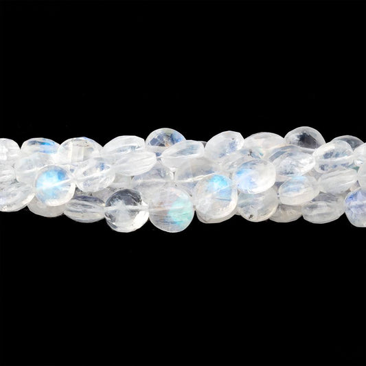 4.5-6.5mm Rainbow Moonstone Faceted Coin Beads 16 inch 76 pieces AAA