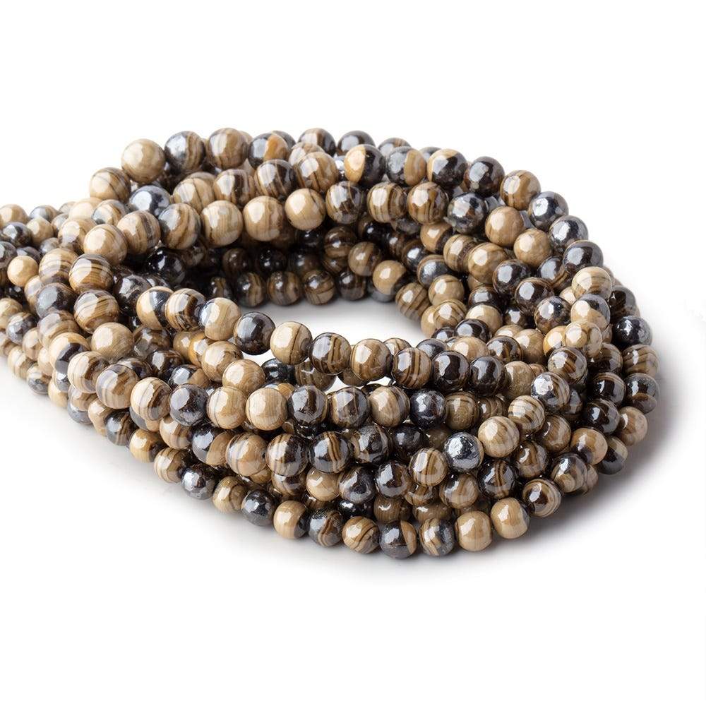 4.5-6.5mm Schalenblende Plain Round Beads 16 inch 81 pieces AA rare