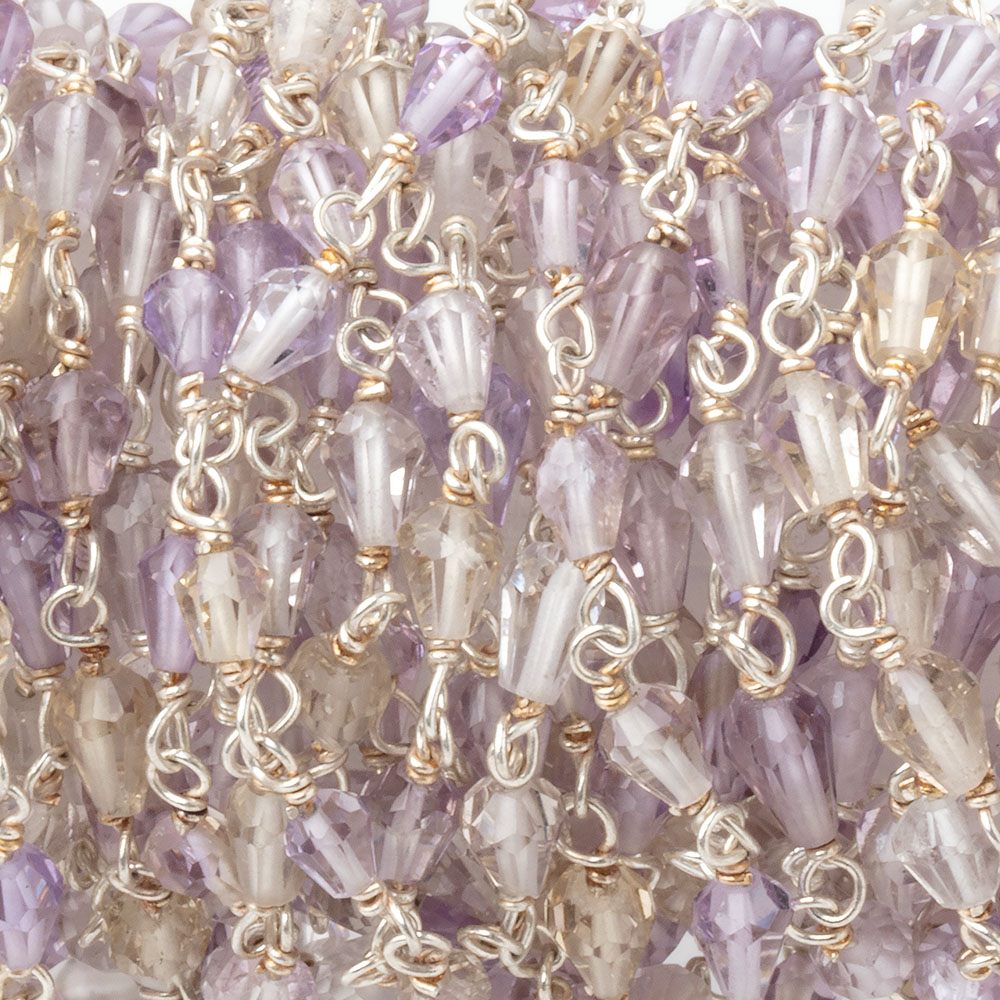 4.5-6mm Ametrine Faceted Tear Drop Beads on Sterling Silver Chain