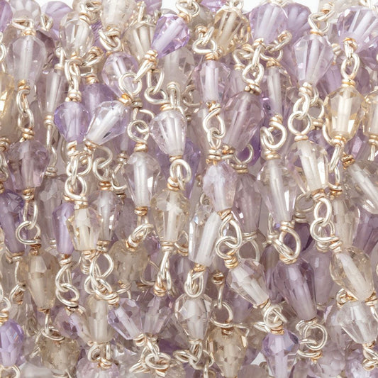 4.5-6mm Ametrine Faceted Tear Drop Beads on Sterling Silver Chain