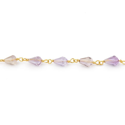 4.5-6mm Ametrine Faceted Tear Drop Beads on Vermeil Chain
