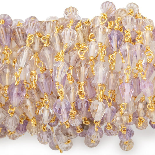 4.5-6mm Ametrine Faceted Tear Drop Beads on Vermeil Chain