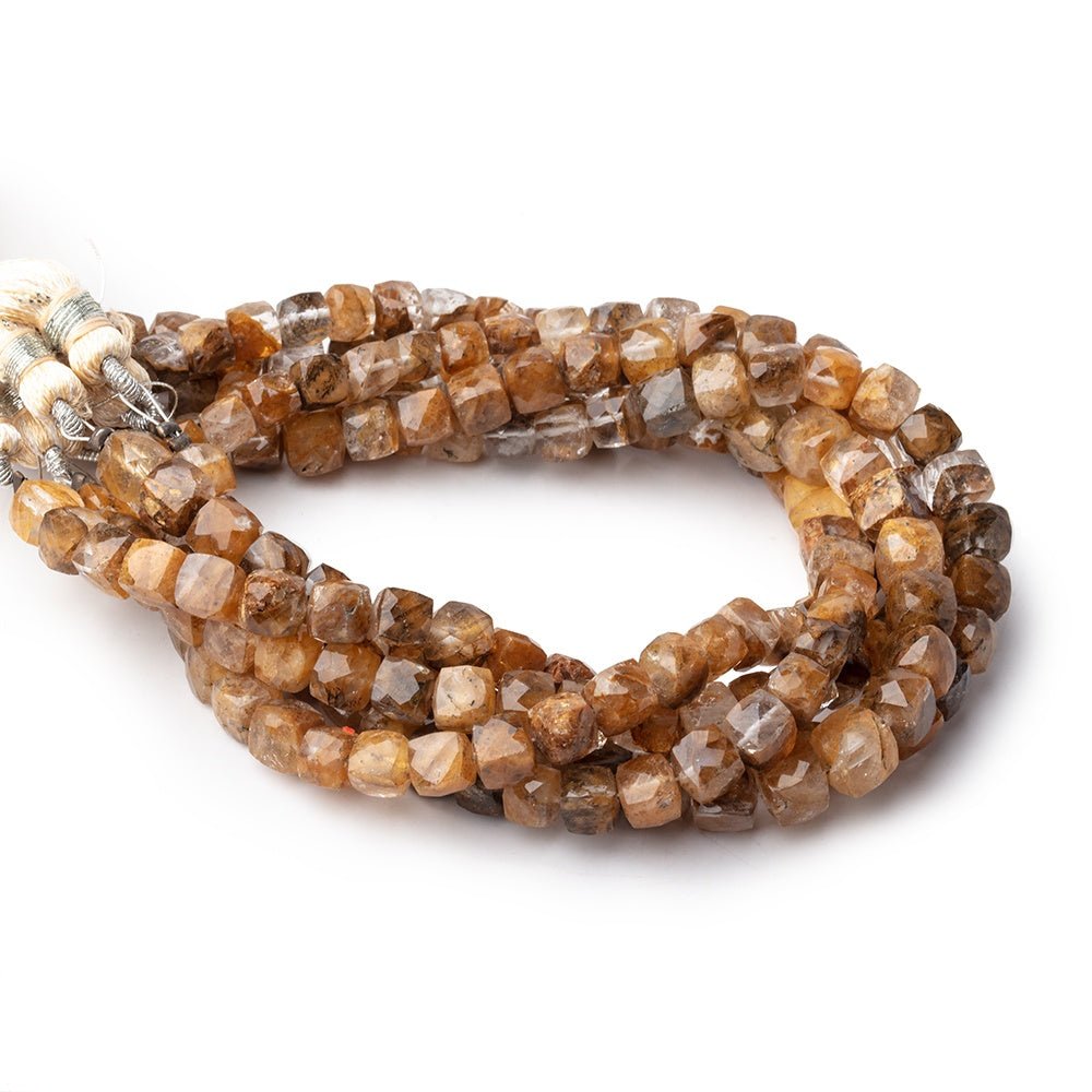 4.5-6mm Ferrous Quartz Faceted Cube Beads 8 inch 36 pieces