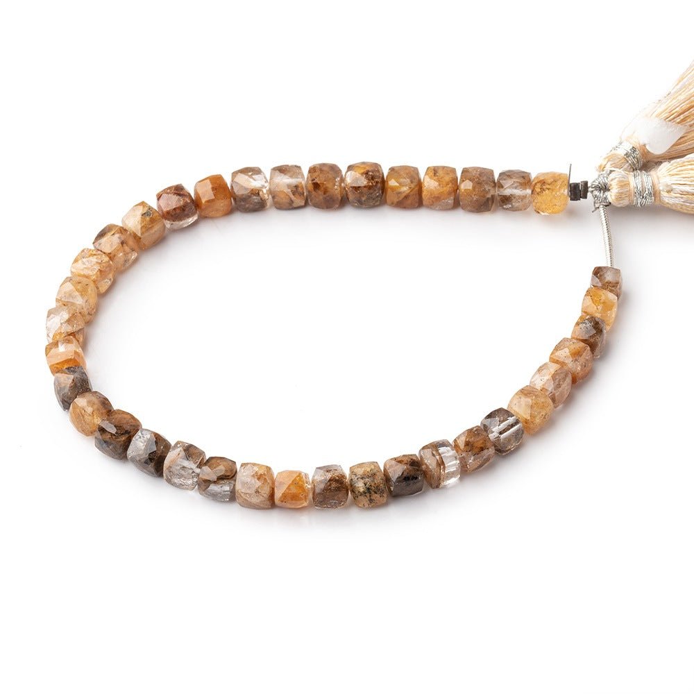 4.5-6mm Ferrous Quartz Faceted Cube Beads 8 inch 36 pieces