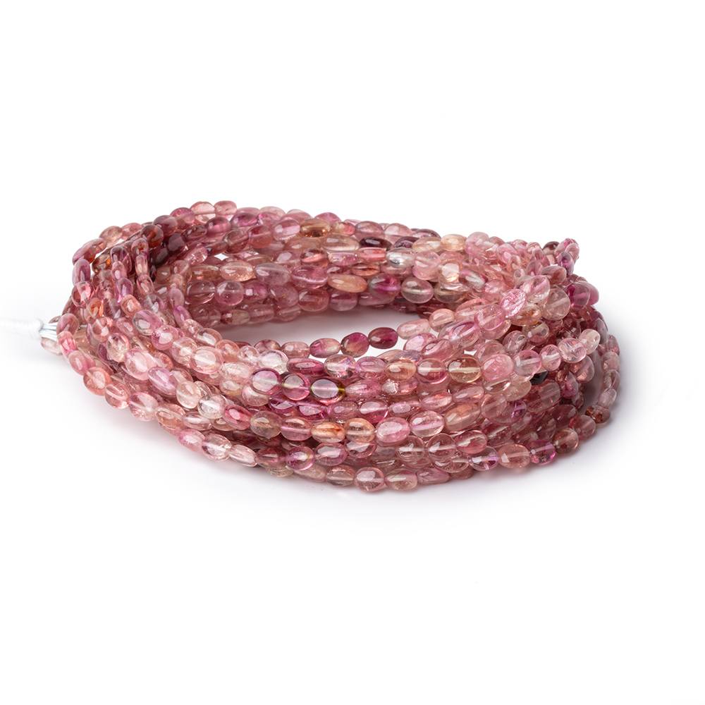 4.5-6mm Shaded Pink Tourmaline Plain Ovals 16 inch 81 Beads AA