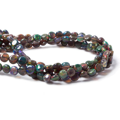 4.5-7mm Blue Ethiopian Opal Plain Coin Beads 18 inch 85 pieces AA