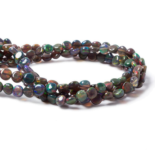 4.5-7mm Blue Ethiopian Opal Plain Coin Beads 18 inch 85 pieces AA