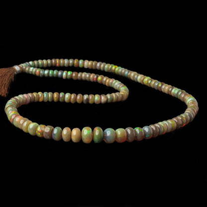 4.5-8.5mm Olive Green Ethiopian Opal Plain Rondelle beads 18 inch 138 pieces