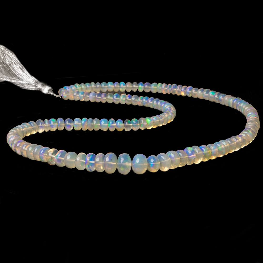 4.5-8.5mm White Ethiopian Opal Plain Rondelle beads 18 inch 130 pieces