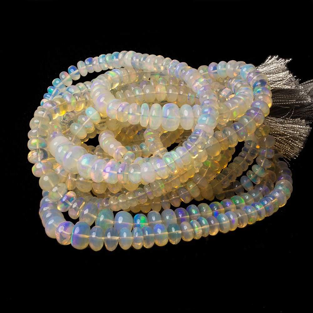 4.5-8.5mm White Ethiopian Opal Plain Rondelle beads 18 inch 130 pieces