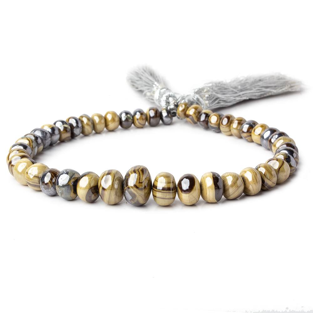 4.5-8mm Schalenblende plain rondelles 8 inch 47 beads AA rare