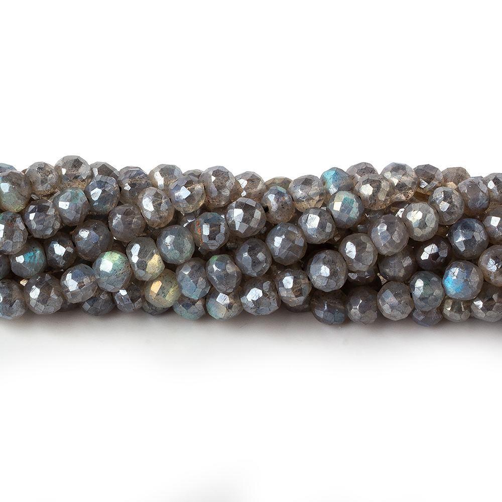 4.5-5 mm Mystic Labradorite Hand Faceted Rounds 13 inch 80 beads