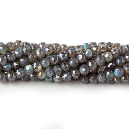 4.5-5 mm Mystic Labradorite Hand Faceted Rounds 13 inch 80 beads