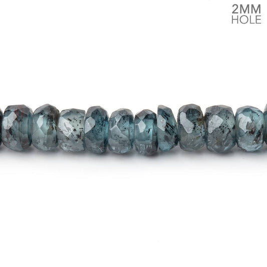 5-6mm Indigo Kyanite 2mm Large Hole Faceted Rondelle Beads 7 inch 53 pieces