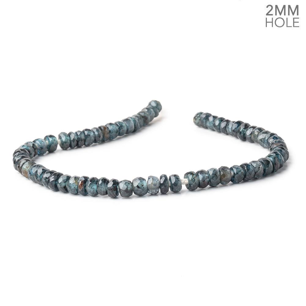 5-6mm Indigo Kyanite 2mm Large Hole Faceted Rondelle Beads 7 inch 53 pieces