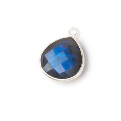 16mm Sterling Silver Bezel Blue Flash Labradorite Faceted Heart Pendant 1 Focal