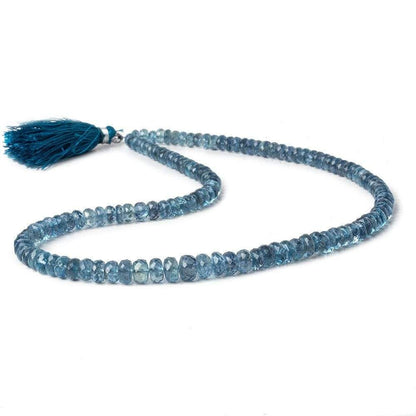 4.5mm - 6.5mm Santa Maria Aquamarine faceted rondelles 16 inch 128 beads AA
