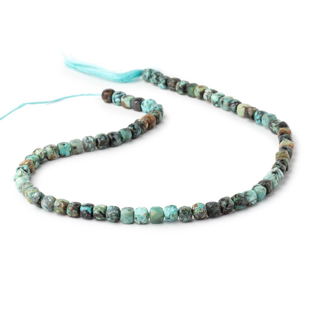 4mm African Turquoise Micro Faceted Cube Beads 12 inch 68 pieces