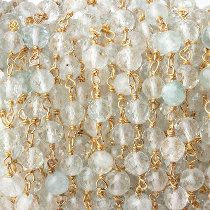 4.5mm Aquamarine Faceted Round Beads on Vermeil Chain