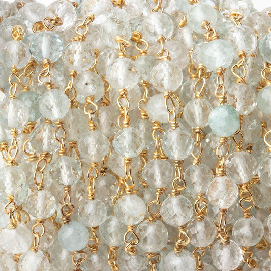 4.5mm Aquamarine Faceted Round Beads on Vermeil Chain
