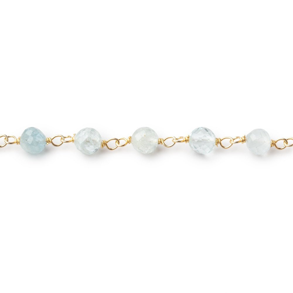 4.5mm Aquamarine Faceted Round Beads on Vermeil Chain