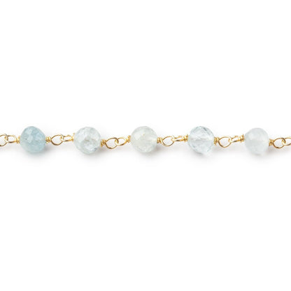 4.5mm Aquamarine Faceted Round Beads on Vermeil Chain