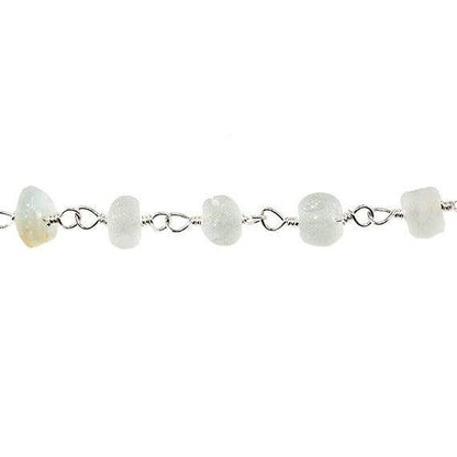 4.5mm Frosted Multi Beryl plain rondelle Silver plated Chain by the foot 36 pcs