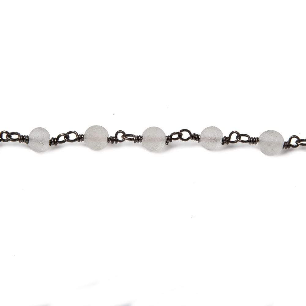 4.5mm Matte Crystal Quartz round Black Gold Chain by the foot 30 pieces