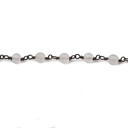 4.5mm Matte Crystal Quartz round Black Gold Chain by the foot 30 pieces