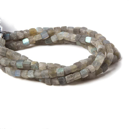 4.5mm Matte Labradorite plain cube beads 7.5 inches 41 pieces