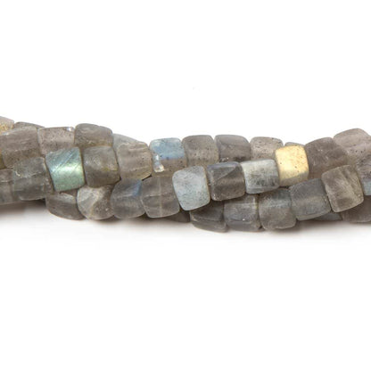 4.5mm Matte Labradorite plain cube beads 7.5 inches 41 pieces