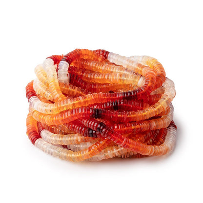 4.5mm Multi Color Fire Opal plain heishi beads 15 inch 305 pieces