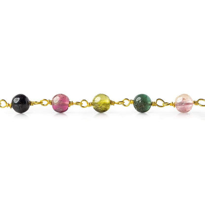 4.5mm Multi Color Tourmaline plain round Vermeil Chain by the foot