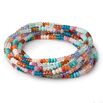 4.5mm Multi Gemstone Plain Rondelle Beads 36 inch 330 pieces AA