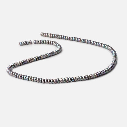 4.5mm Peacock Center Drilled Button Freshwater Pearls 16 inch 142 Beads AA