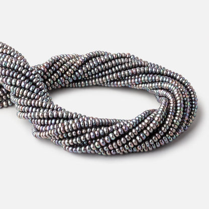 4.5mm Peacock Center Drilled Button Freshwater Pearls 16 inch 142 Beads AA