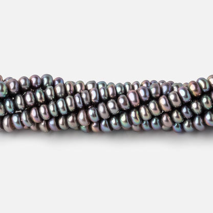 4.5mm Peacock Center Drilled Button Freshwater Pearls 16 inch 142 Beads AA