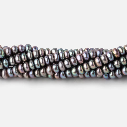 4.5mm Peacock Center Drilled Button Freshwater Pearls 16 inch 142 Beads AA