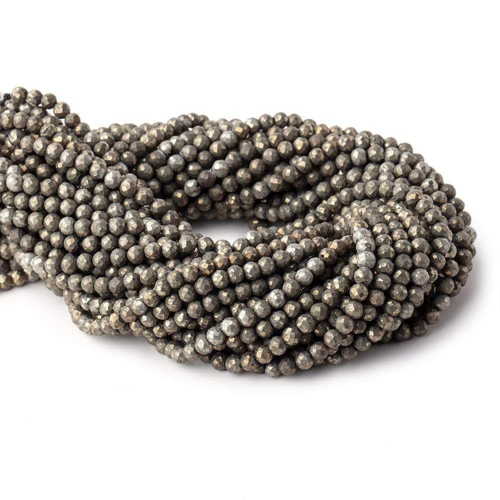 4.5mm Pyrite Faceted Rounds 13.5 inch 86 beads