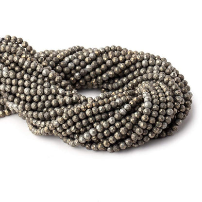 4.5mm Pyrite Faceted Rounds 13.5 inch 86 beads