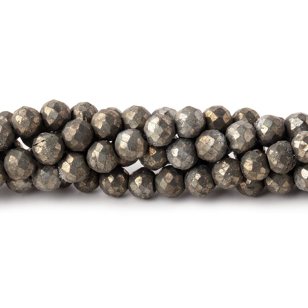 4.5mm Pyrite Faceted Rounds 13.5 inch 86 beads