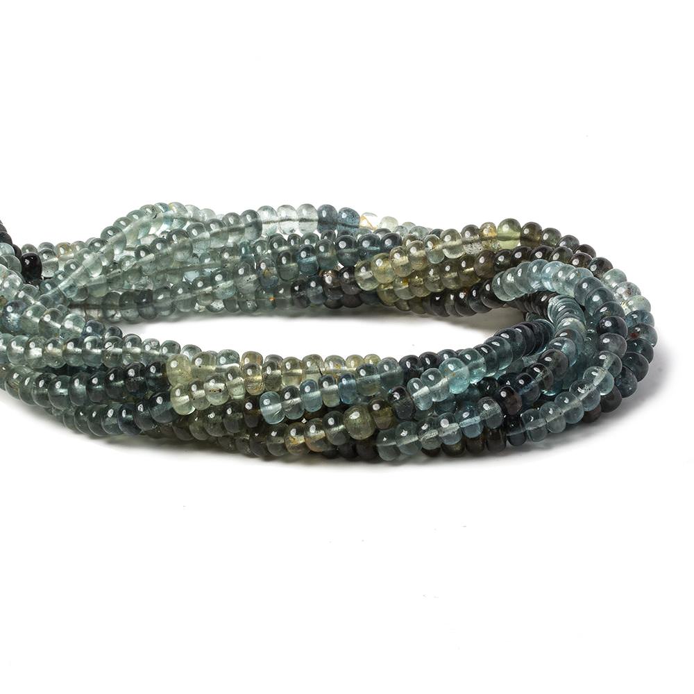 4.5mm Shaded Moss Aquamarine plain rondelles 14 inch 130 beads