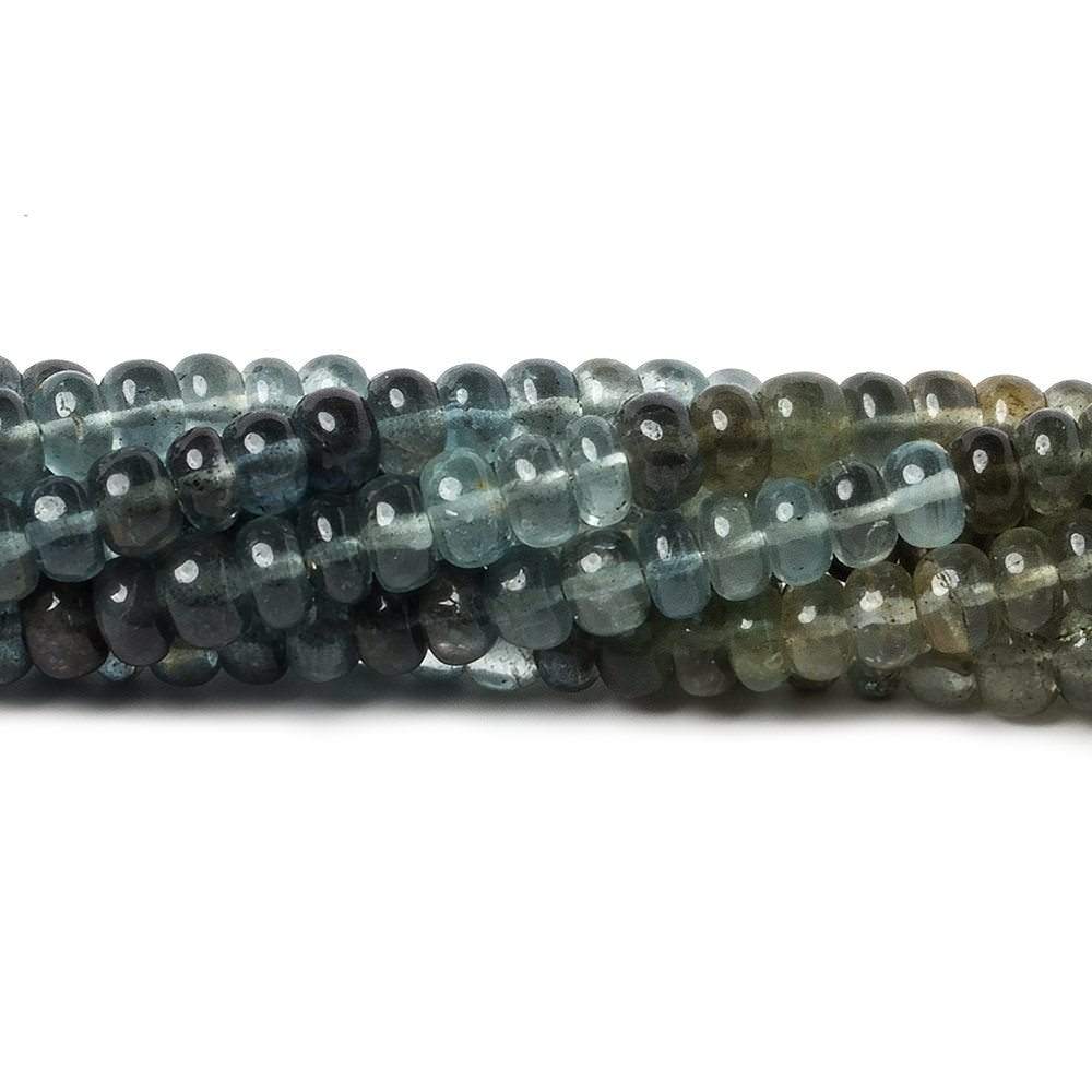 4.5mm Shaded Moss Aquamarine plain rondelles 14 inch 130 beads