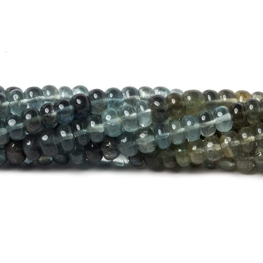 4.5mm Shaded Moss Aquamarine plain rondelles 14 inch 130 beads
