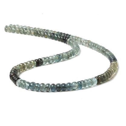 4.5mm Shaded Moss Aquamarine plain rondelles 14 inch 130 beads