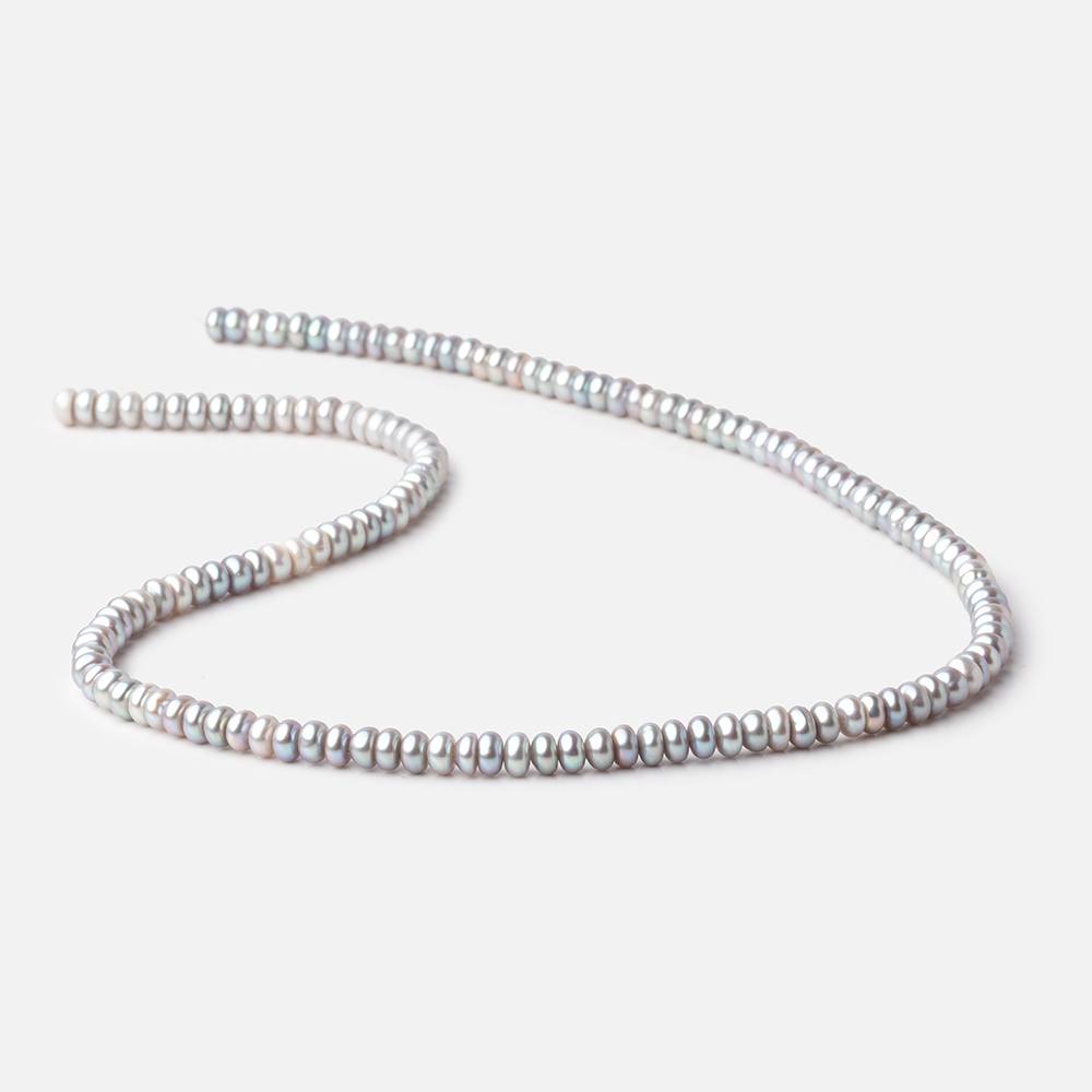 4.5mm Silver Center Drilled Button Freshwater Pearls 15 inch 145 Beads AAA