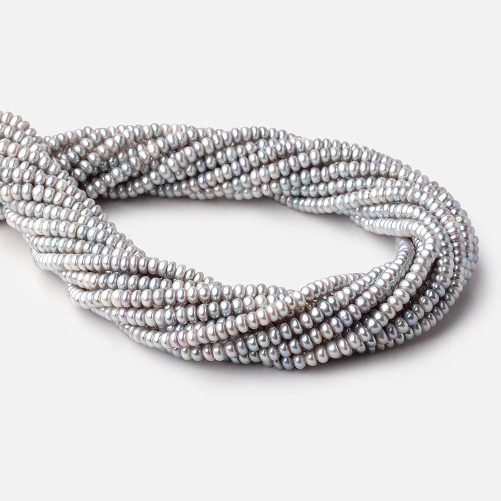 4.5mm Silver Center Drilled Button Freshwater Pearls 15 inch 145 Beads AAA